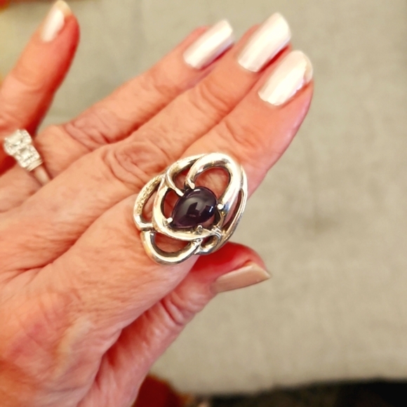 Hand Crafted Jewelry - Amethyst/February Artisan ring/sterling silver